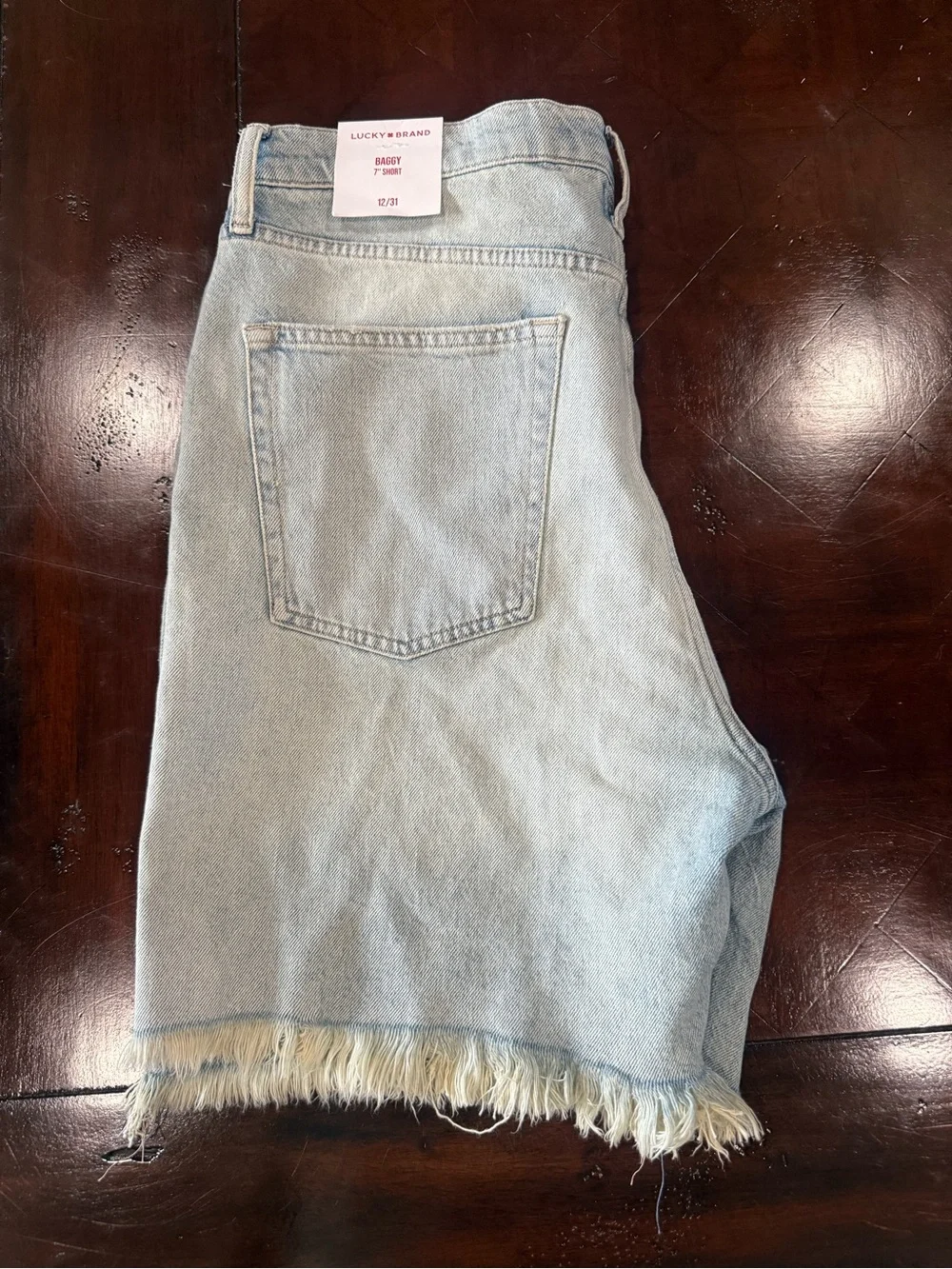 Lucky Brand Light Blue White Washed Vintage Frayed Hem Denim Shorts Size 12 / 31